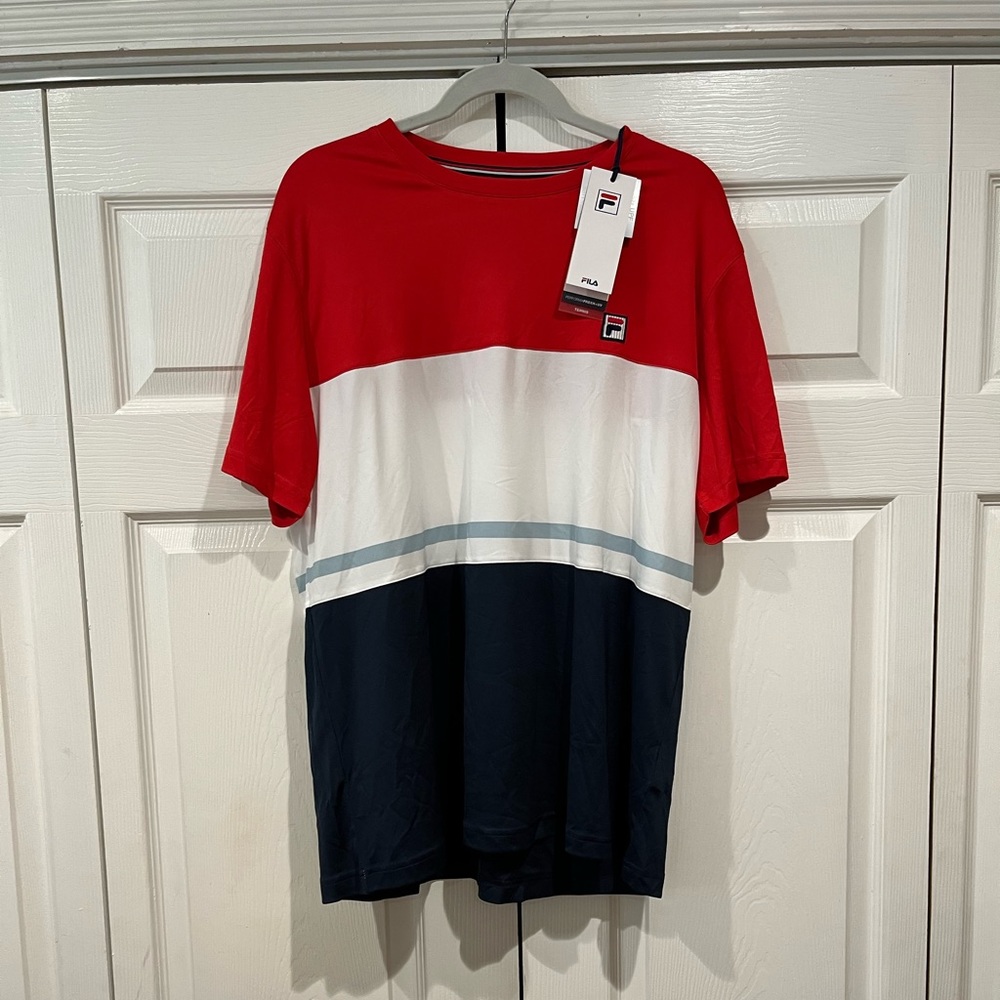 NWT Fila Heritage Men’s Colorblock Tennis Crew Neck Shirt Sz XL